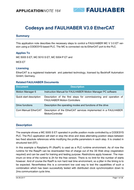 Codesys and FAULHABER V3.0 Ethercat