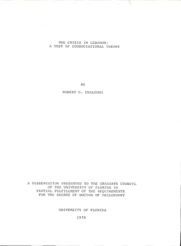 The Crisis in Lebanon: a Test of Consociational Theory