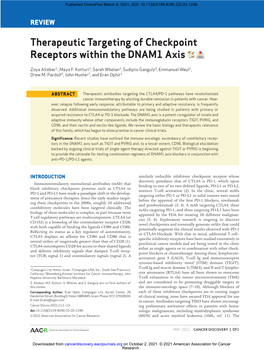 Therapeutic Targeting of Checkpoint Receptors Within the DNAM1 Axis