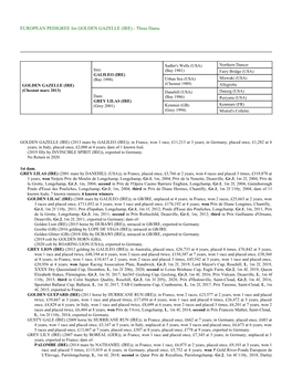 EUROPEAN PEDIGREE for GOLDEN GAZELLE (IRE) - Three Dams