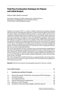 Field-Flow Fractionation Techniques for Polymer and Colloid Analysis