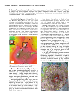 Preliminary Volcanic Feature Analysis of Olympus and Ascraeus Mons, Mars