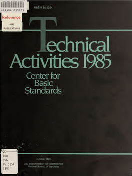 Technical Activities 1985 Center for Basic Standards