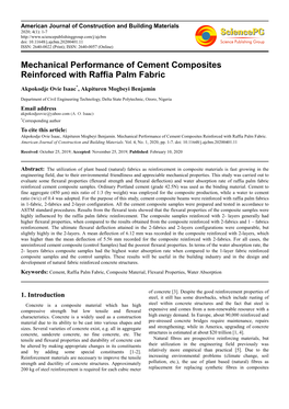 Mechanical Performance of Cement Composites Reinforced with Raffia Palm Fabric