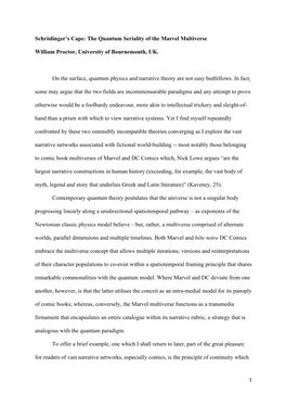 Schrödinger's Cape: the Quantum Seriality of the Marvel Multiverse William Proctor, University of Bournemouth, UK. on The
