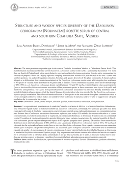 Structure and Woody Species Diversity of the Dasylirion Cedrosanum (Nolinaceae) Rosette Scrub of Central and Southern Coahuila State, Mexico