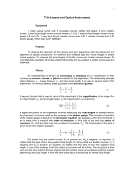 Thin Lenses and Optical Instruments