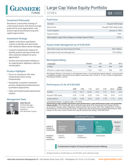 Large Cap Value Equity Portfolio GTMEX Q3 | 2020