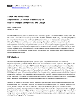 Xenon and Particulates: a Qualitative Discussion of Sensitivity to Nuclear Weapon Components and Design