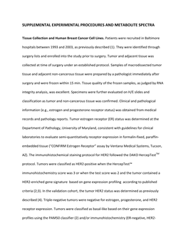 Supplemental Experimental Procedures and Metabolite Spectra