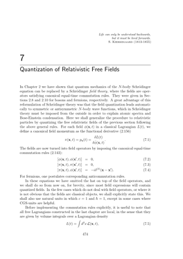 Quantization of Relativistic Free Fields