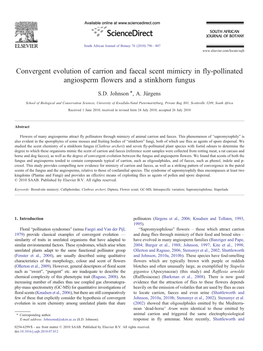 Convergent Evolution of Carrion and Faecal Scent Mimicry in Fly-Pollinated Angiosperm Flowers and a Stinkhorn Fungus ⁎ S.D