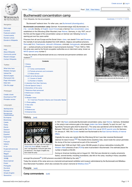 Buchenwald Concentration Camp from Wikipedia, the Free Encyclopedia Coordinates: 51°01′20″N 11°14′53″E