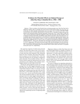 Evidence for Fluoride Effects on Salmon Passage at John Day Dam, Columbia River, 1982—1986