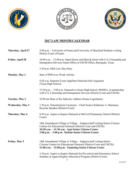 Law Week Calendar