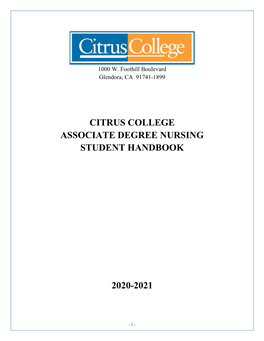 Citrus College Associate Degree Nursing Student Handbook 2020-2021