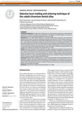 Selective Laser Melting and Sintering Technique of the Cobalt-Chromium