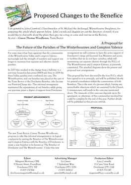 Proposed Changes to the Benefice