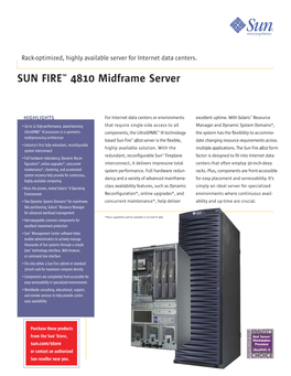 SUN FIRE™ 4810 Midframe Server
