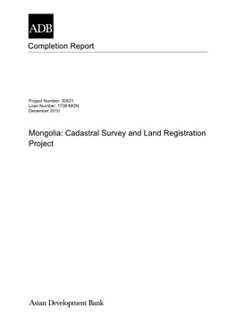 PCR: Mongolia: Cadastral Survey and Land Registration Project