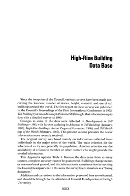 High-Hise Building Oata Base