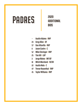 Padres Additional Player Bios