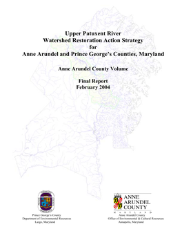 Upper Patuxent River Watershed Restoration Action Strategy for Anne Arundel and Prince George's Counties, Maryland