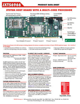 Jxts6966 Product Data Sheet System Host Board with a Multi-Core Processor