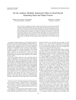 On the Auditory Modality Superiority Effect in Serial Recall: Separating Input and Output Factors