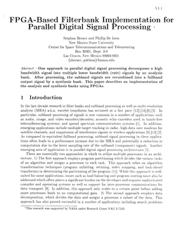 FPGA-Based Filterbank Implementation for Parallel Digital Signal Processing 1