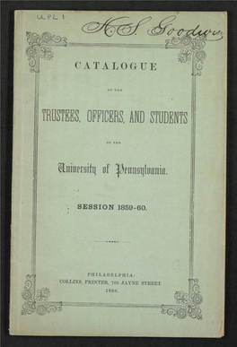 University of Pennsylvania Catalogue, 1859-60