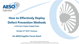 How to Effectively Deploy Defect Prevention Methods in the Aero Engine Supply Chain