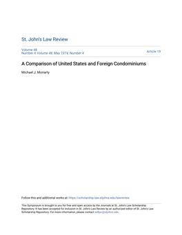 A Comparison of United States and Foreign Condominiums