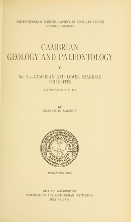 Cambrian Geology and Paleontology V