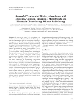 Successful Treatment of Pituitary Germinoma with Etoposide