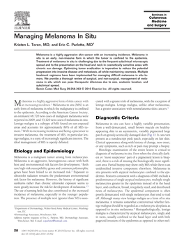 Managing Melanoma in Situ Kristen L