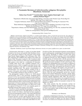 A Taxonomic Revision of Schlechteranthus Subgenus Microphyllus (Ruschieae; Aizoaceae)