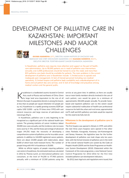 Development of Palliative Care in Kazakhstan: Important Milestones and Major Challenges