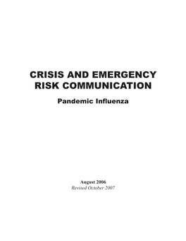 Crisis and Emergency Risk Communication