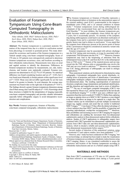 Evaluation of Foramen Tympanicum Using Cone-Beam Computed