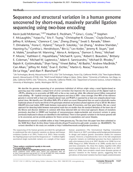 Sequence and Structural Variation in a Human Genome Uncovered by Short-Read, Massively Parallel Ligation Sequencing Using Two-Base Encoding