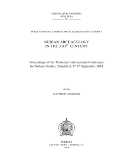 Nubian Archaeology in the Xxist Century