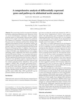 A Comprehensive Analysis of Differentially Expressed Genes and Pathways in Abdominal Aortic Aneurysm