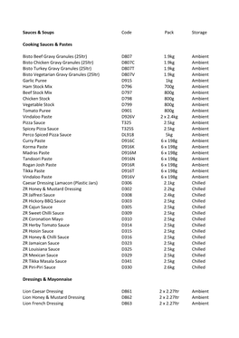 Sauces & Soups Code Pack Storage Cooking Sauces & Pastes Bisto