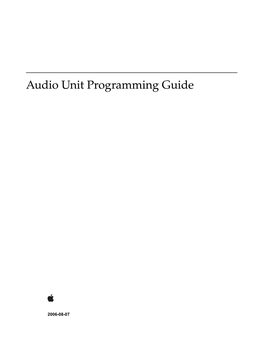 Audio Unit Programming Guide