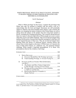 White Privilege: What It Is, What It Is Not, and How It Shapes American Discussions of Policing and Historical Iconography