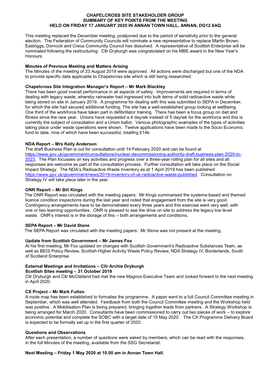 Chapelcross Site Stakeholder Group Summary of Key Points from the Meeting Held on Friday 17 January 2020 in Annan Town Hall, Annan, Dg12 6Aq