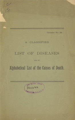 A Classified List of Diseases and an Alphabetical List of the Causes of Death