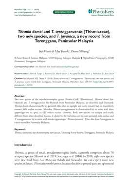 Thismia Domei and T. Terengganuensis (Thismiaceae), Two New Species, and T