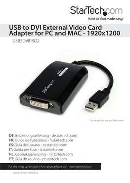 USB to DVI External Video Card Adapter for PC and MAC - 1920X1200 USB2DVIPRO2